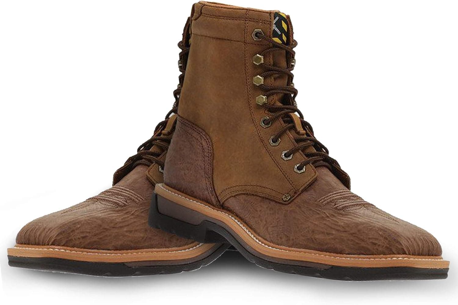Twisted X Men's 8″ Steel Toe Lite Western Work Lacer - Hard Construction Lace-Up Full-Grain Leather Boots - Safety Traditional Western Boots for Men