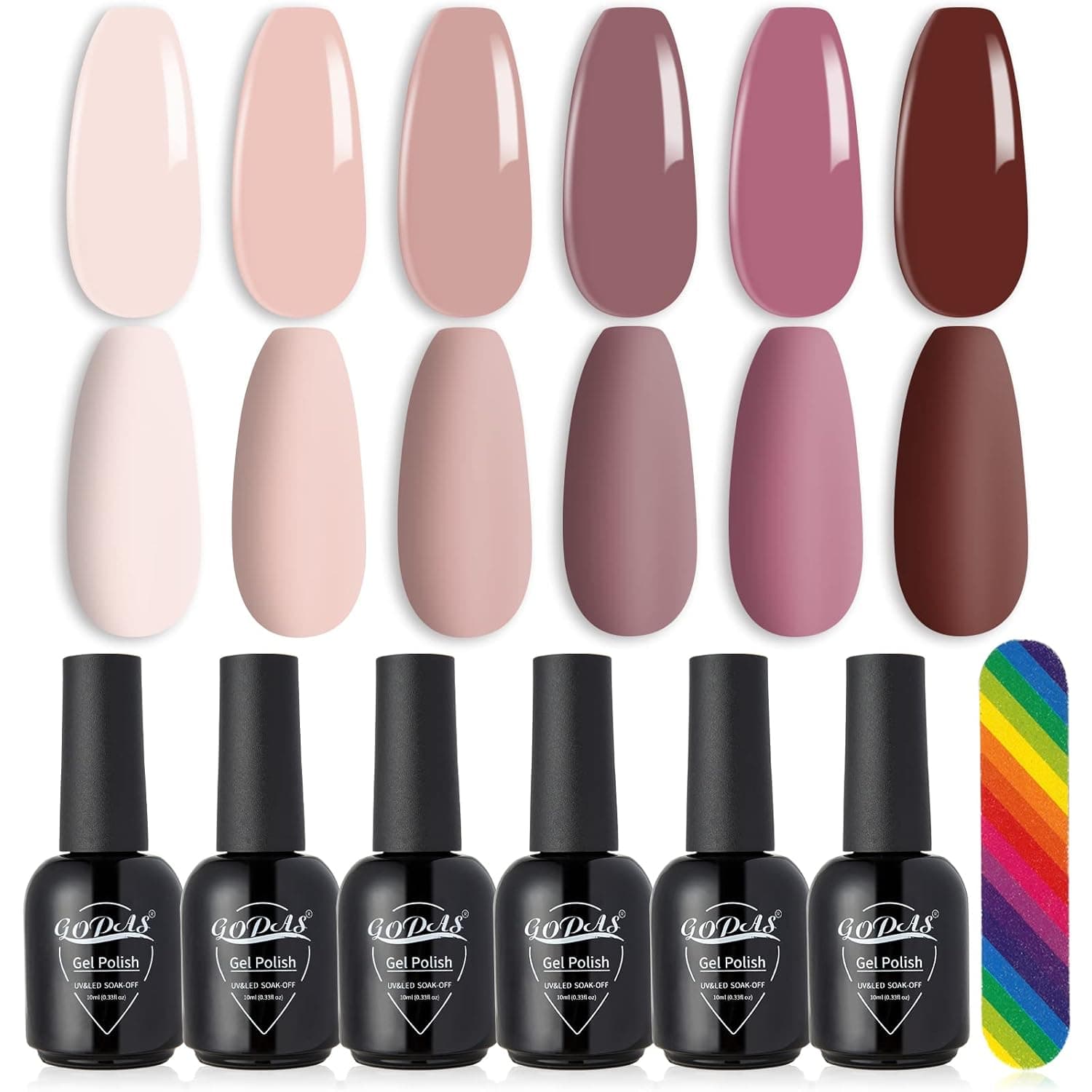 GOPAS Nude Gel Nail Polish Set-6 Colors 10ml, 2023 Spring Gel Nail Polish, Brown Nude Neutral Skin Tones Gel Nail Polish Nail DIY Salon Home Holiday Gifts for Women