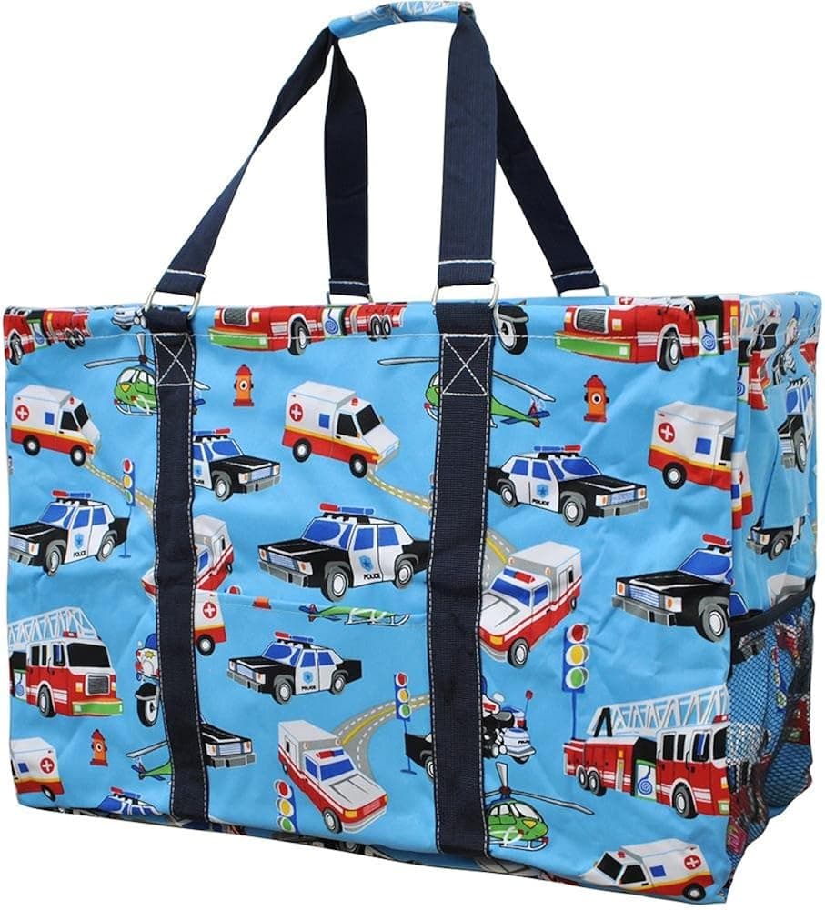 N. Gil Multi Purpose Carry All 24" Mega Utility Tote Bag (Fire Truck Navy Blue)