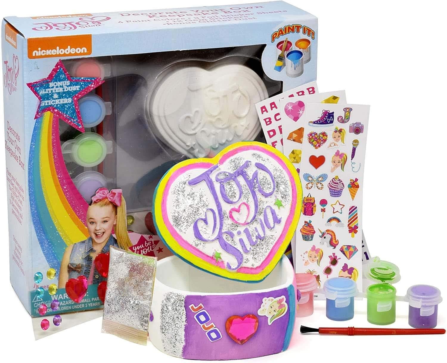 Jojo Siwa Paint Craft Heart Box Set, Paint and Decorate Your Own Heart Keepsake, Treasure, Jewelry Chest, Art Activity Set for Kids and Fans