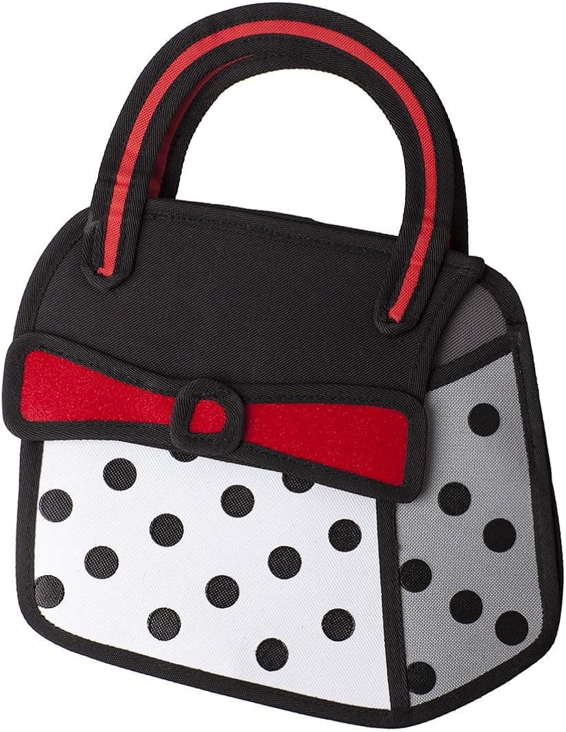 Winterworm 3D Jump Style 2D Drawing From Cartoon Paper Bag Comic 3D Messenger Bag Small Tote Purse Bag (Black+Red+White)