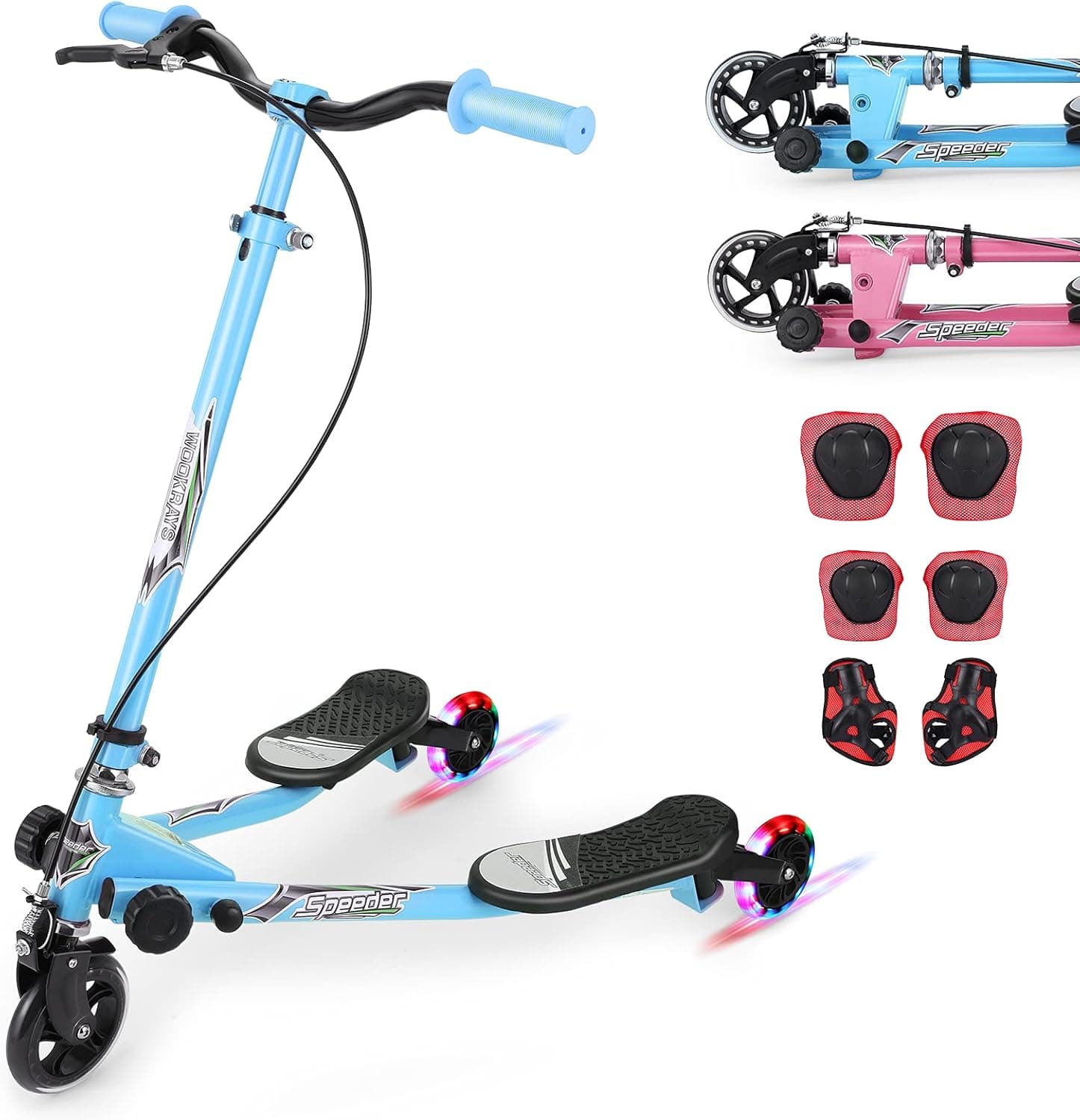 Swing Wiggle Scooter, Kick Scooter, 3 Wheels Foldable Swing Scooter, Foldable, Aluminum Frame, and Adjustable Handlebars