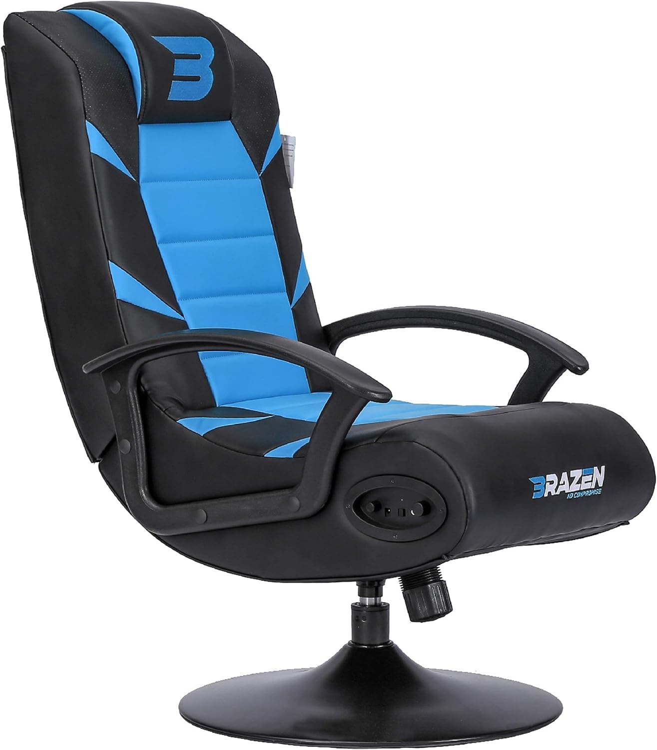 BraZen Pride 2.1 Bluetooth Surround Soun Gaming Chair-Blue-Suitable for PC, Xbox, Nintendo, Playstation Sound-Comfortable & Ergonomic-Max Weight of 150kg-Breathable Material