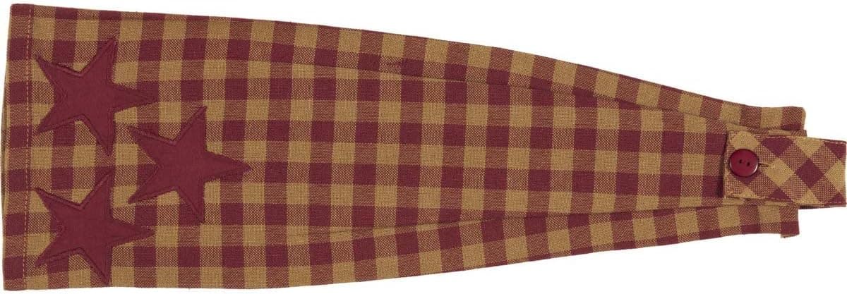 VHC Brands Star Cotton Primitive Tabletop Fabric Loop Appliqued Kitchen Towel, King, Burgundy Red