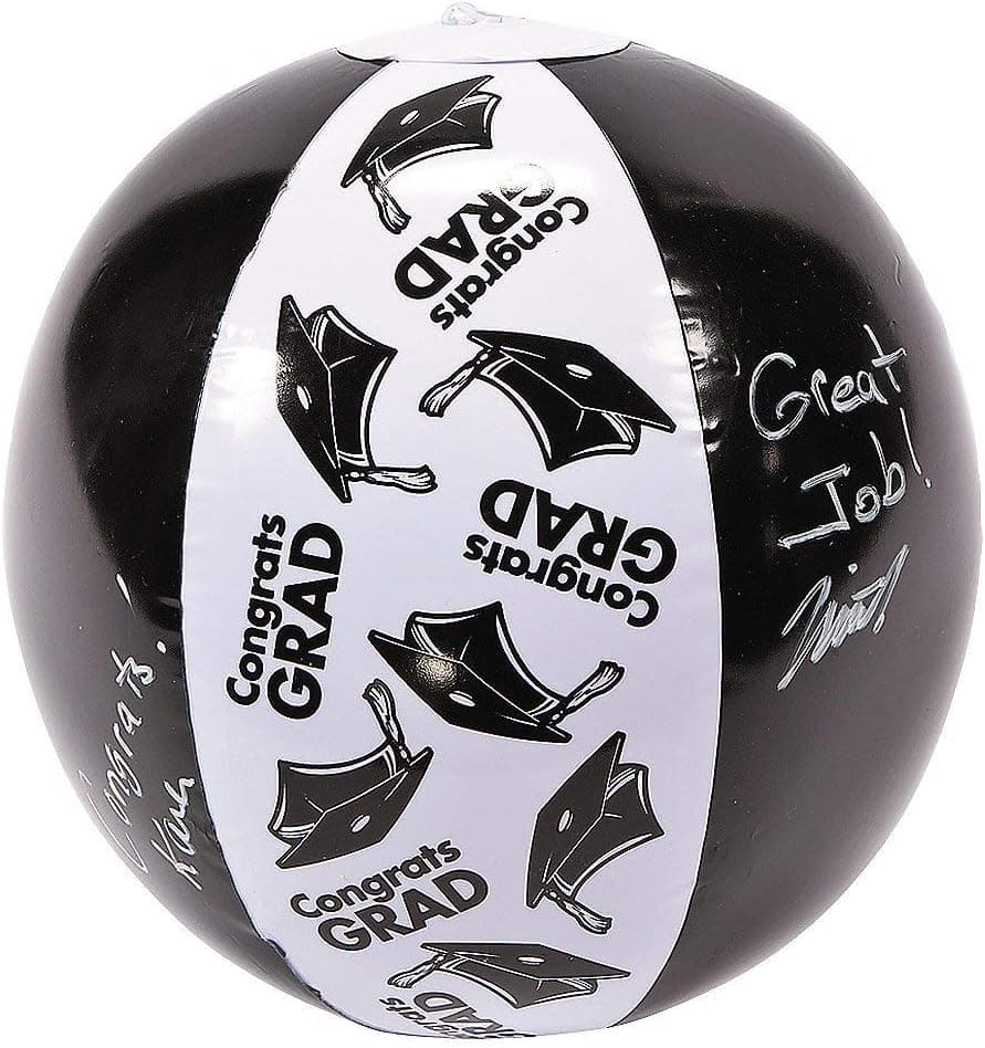 The Spotted Moose Graduation Party - Beach Balls - (Two Pack) Inflatable “Congrats Grad” Beach Ball Keepsakes to Autograph or Toss - Graduation Decorations - Permanent Marker Included