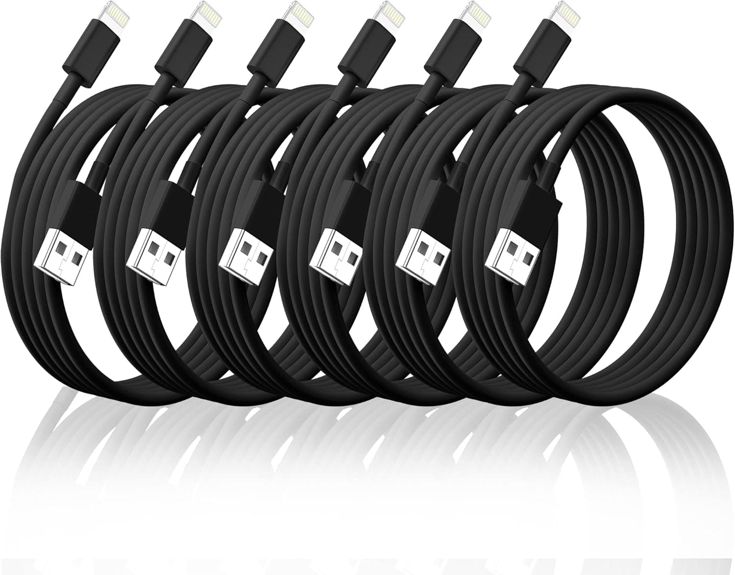 iPhone Charger Cord,[MFi Certified] 6Pack Lightning Cable 6ft,Long Fast Charging 6 Feet for Apple iPhone 14/13/12/11/Pro/Max/SE/X/XS/XR/8/8Plus/iPad(Black)