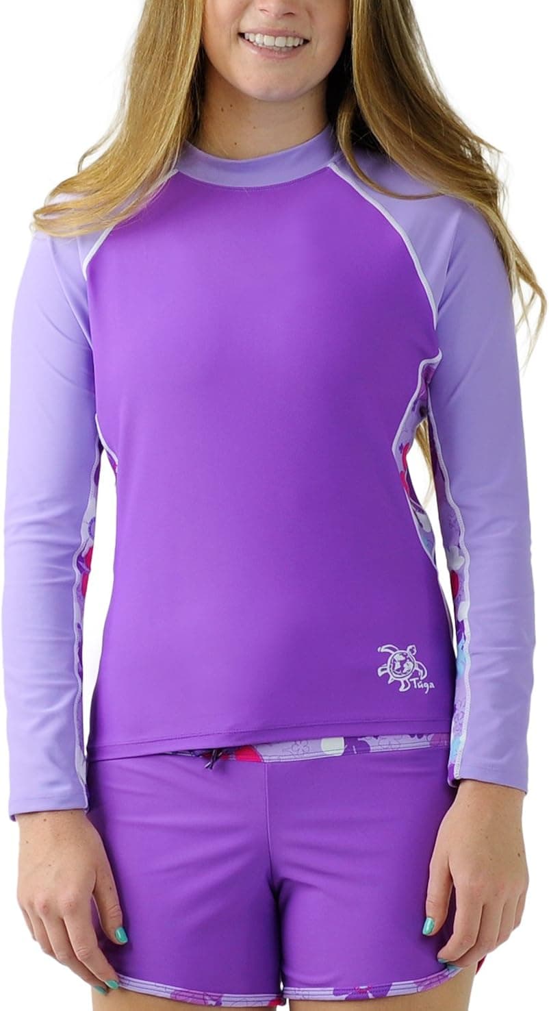 Tuga Women's Long Sleeve Rash Guard, UPF 50+ Sun Protection Swim Shirt