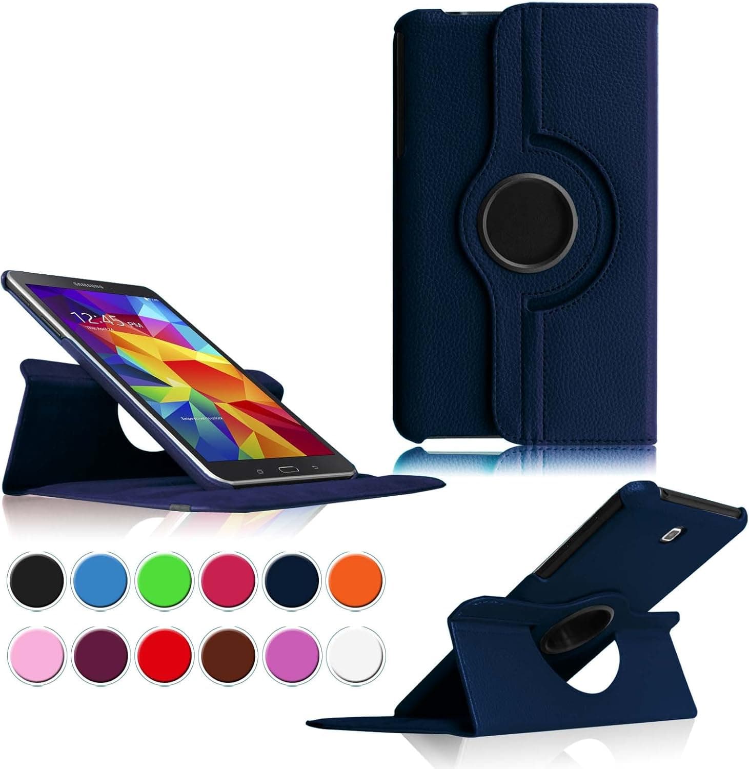 Intellishop Online (NAVY) 360 Rotating Leather Stand Case Magnetic Wake/Sleep Cover for Samsung Galaxy Tab 4 8.0 SM-T330NU 8-Inch Tablet