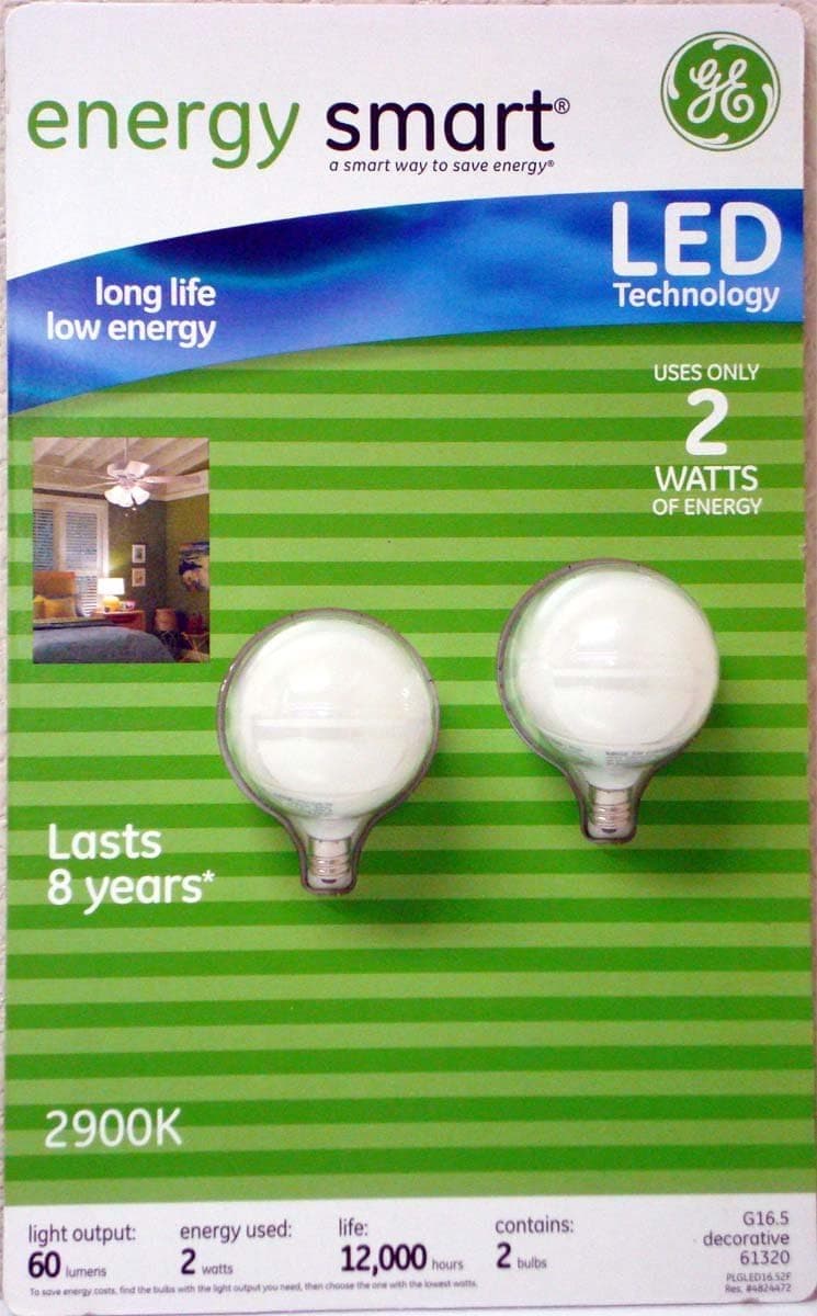 GE Energy Smart 2watt LED Mini Globes w/ Candelabra Base