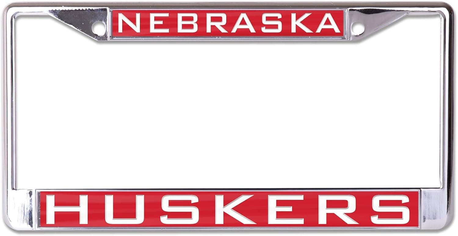 WinCraft NCAA Nebraska Cornhuskers Inlaid Metal License Plate Frame, 2-Tag Corners