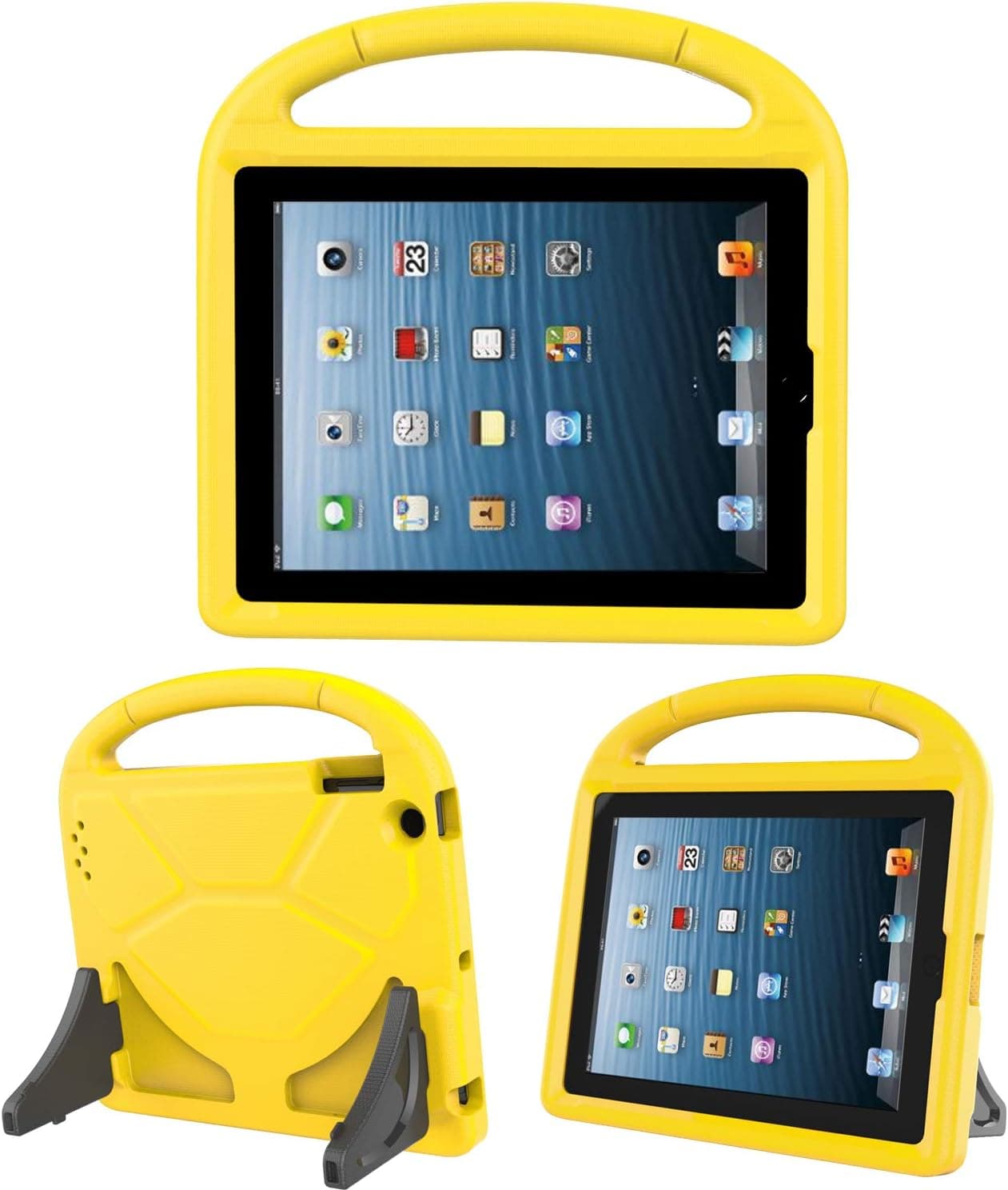 Kids Case for iPad 2 3 4 - TIRIN Shock Proof Convertible Handle Light Weight Durable Super Protective Stand Cover for iPad 4, iPad 3 & iPad 2 2nd 3rd 4th Generation Tablet,Yellow