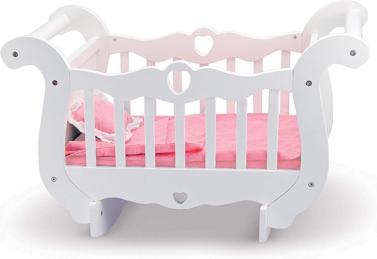Melissa & Doug White Wooden Doll Crib With Bedding (30 x 18 x 16 inches)