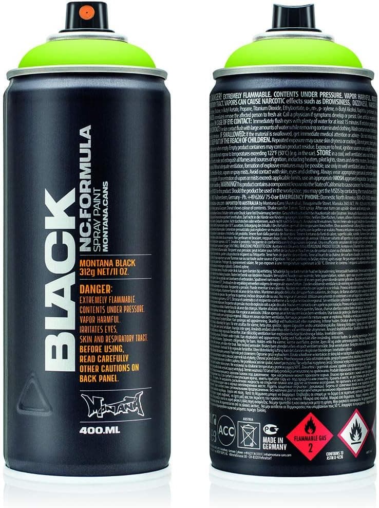 Montana Cans BLACK Spray Paint, 400ml, Slimer (MXB-6010)