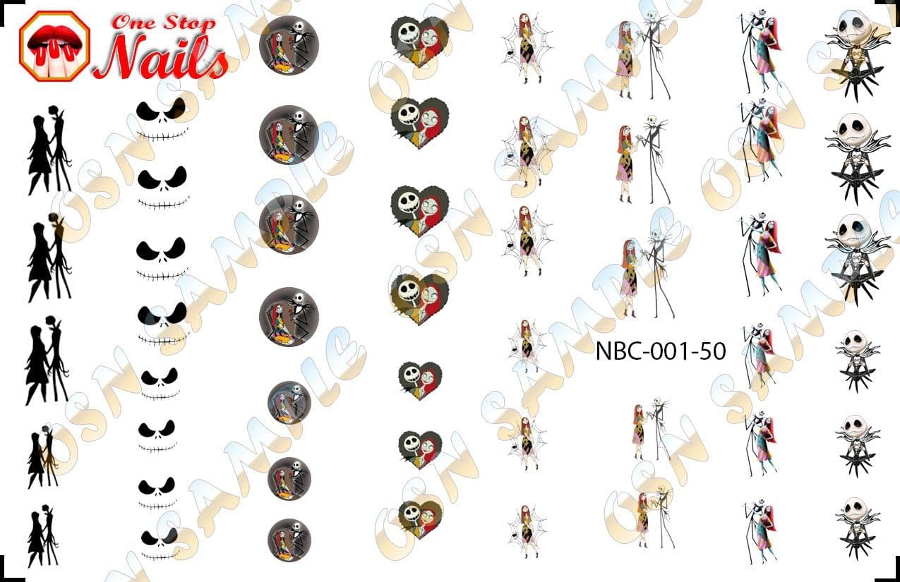 The Nightmare Before Christmas Jack Skellington and Sally Waterslide Nail Decals by One Stop Nails V1A.