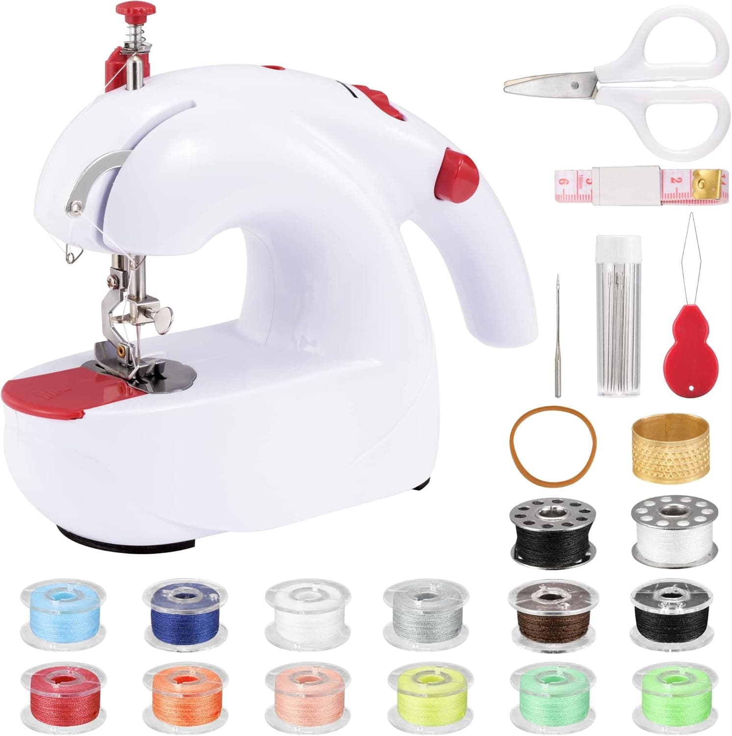 DZHONGD Mini Sewing Machine for Beginner Kids, Handheld Portable Small Sewing Machine with Sewing Kit