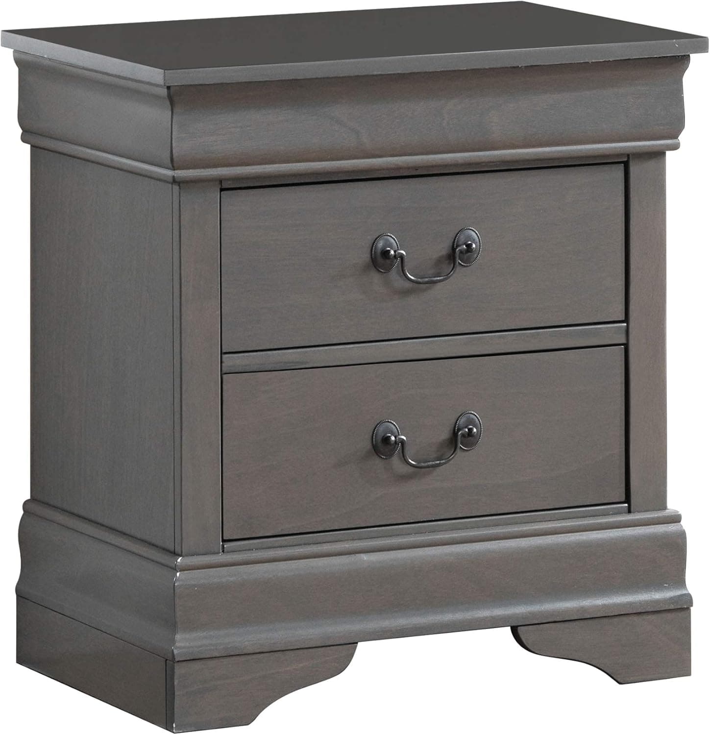 William's Home Furnishing Louis Philippe III Night Stand, Gray