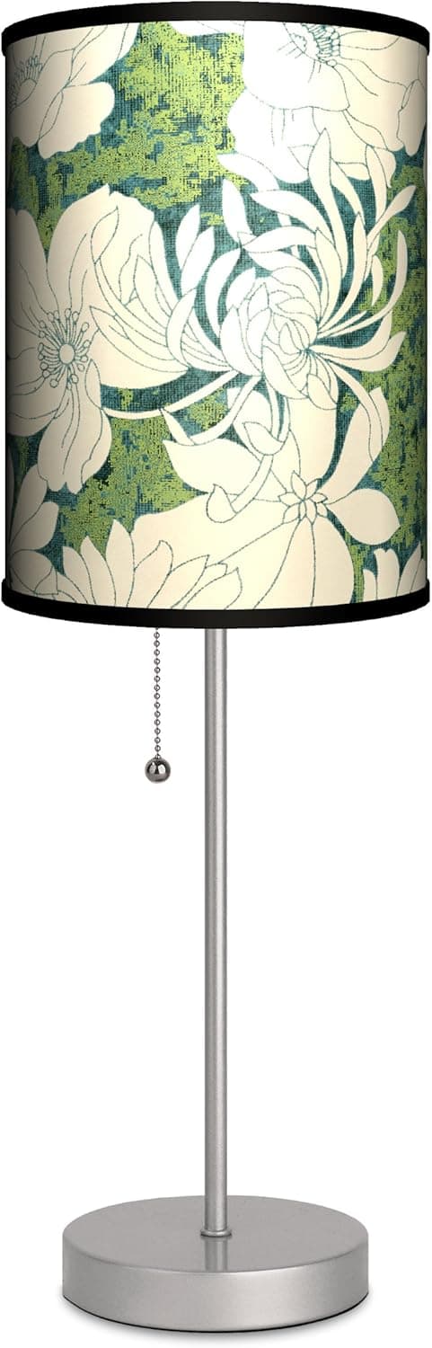 Dcor Art - Green Floral Pattern Sport Silver Lamp
