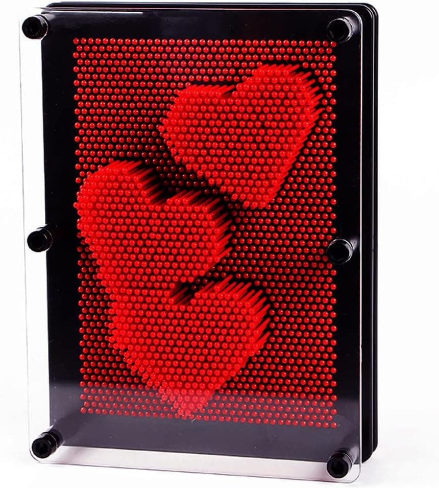 3D Pin Art Intellectual Fun Toy Red Plastic Pin Art Palm Board Push Pin Toy (Red-6 x 8 Inches)