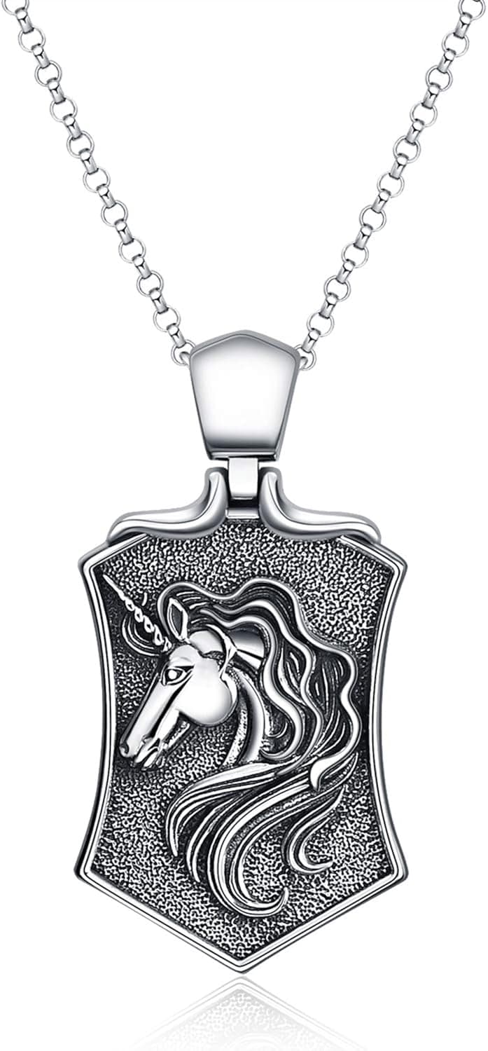YFN Unicorn Necklace Retro 925 Sterling Silver Unicorn Gift for Women Men