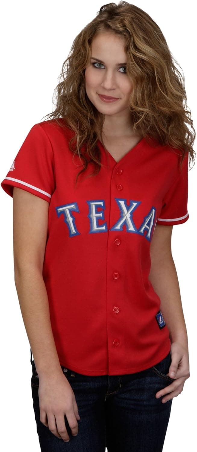 MLB Womens Texas Rangers Adrian Beltre Scarlet Alternate Short Sleeve 5 Button Synthetic Replica Baseball Jersey By Majestic