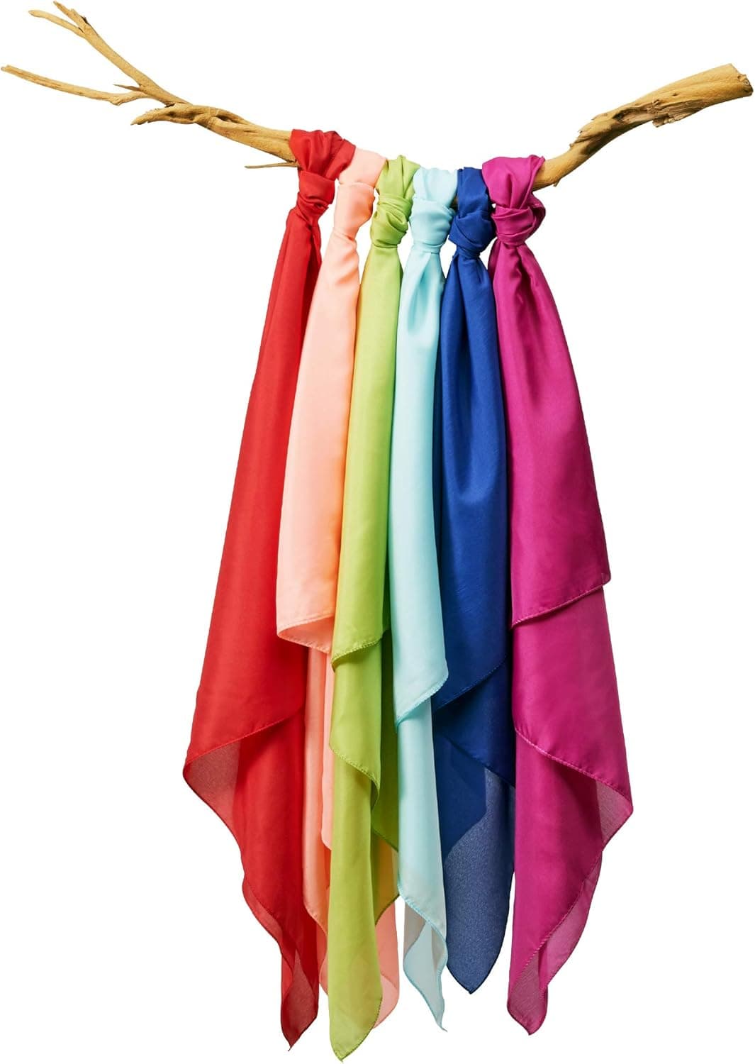 kizihaus Play Scarves Set of 6 with a Storage Bag - for Kids 34" Polyester Silks | Waldorf Toys | Dance Scarves