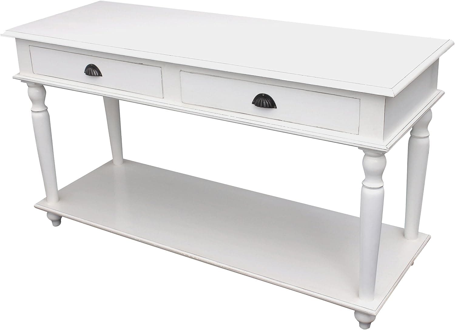 NES Furniture NES Fine Handcrafted Furniture Solid Mahogany Wood Genistra TV Stand/Console Table - 55", Solid White