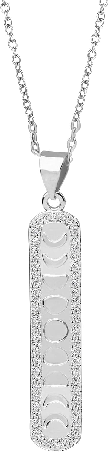Moon Phase Necklace Bar Pendant Triple Goddess Jewelry (zircon necklace S)