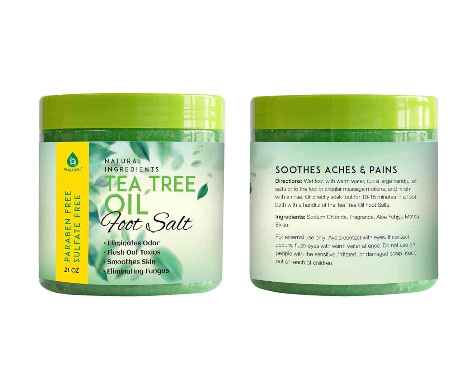 Pursonic Tea Tree Oil Foot Soak With Epsom Salt, Helps Soak Away Toenail Fungus, Athletes Foot & Stubborn Foot Odor – Softens Calluses & Soothes Sore Tired Feet, 21 Oz