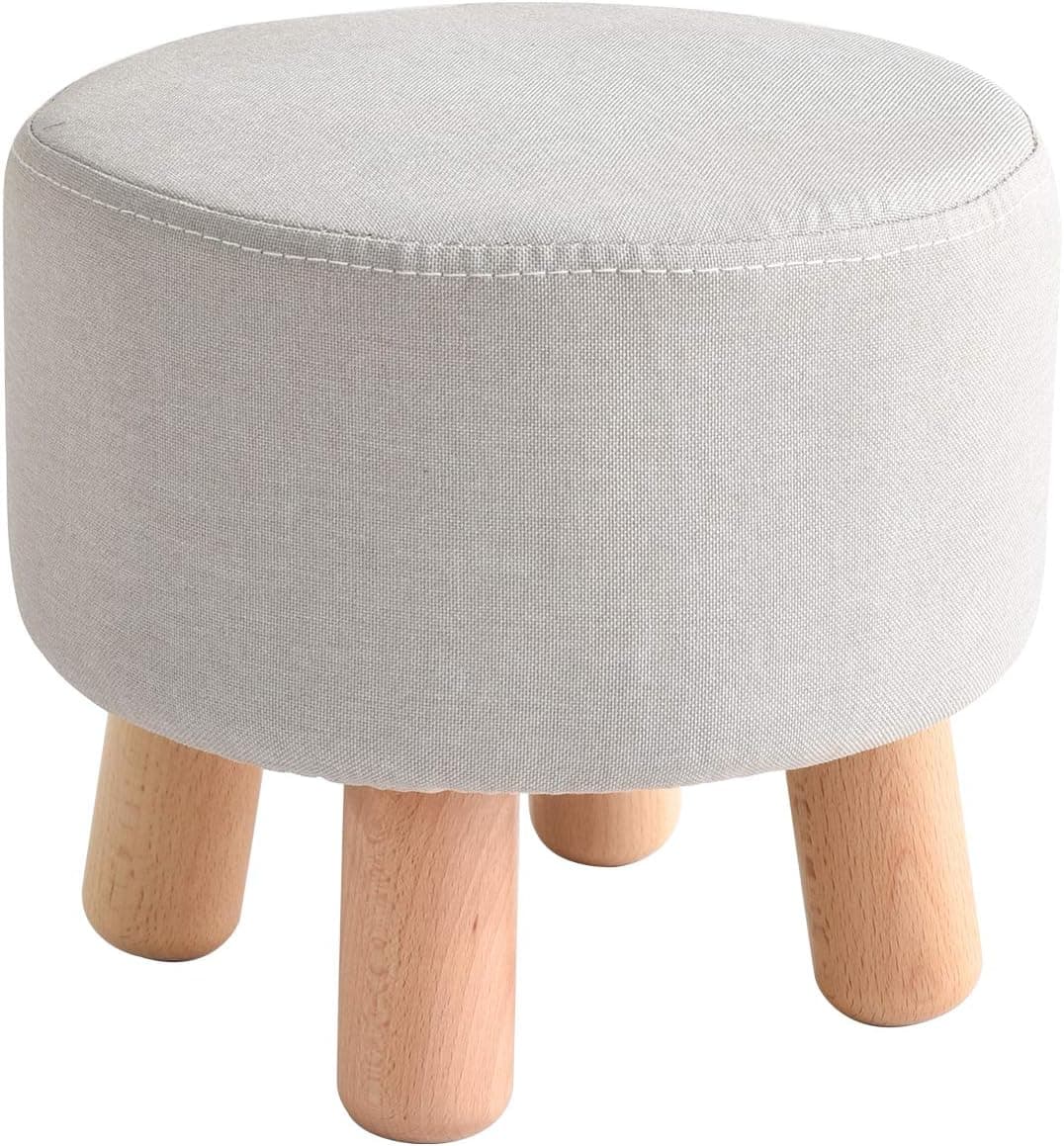 IBUYKE Small Footstool Solid Wood Ottoman Stool Sofa Tea Stool Change Shoes Bench Footrest Stepstool Padded Seat Wooden Legs Living Room Bedroom GL-469