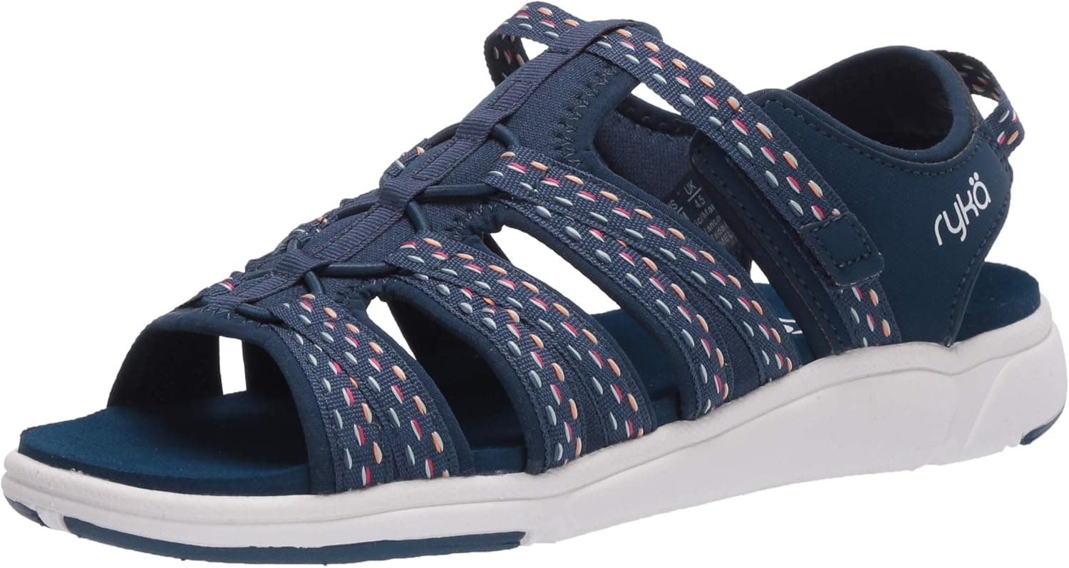Ryka womens Melissa Fishermans Sandal, Blue, 6 US