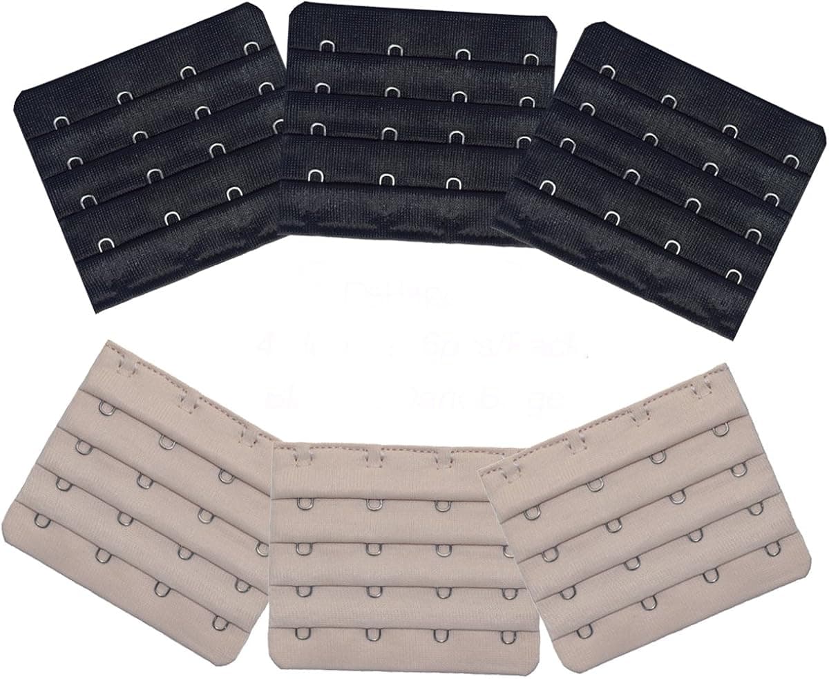 Ultra Soft Bra Extender Band Breathing Room 4 Rows Hook & Eye Extension Strap