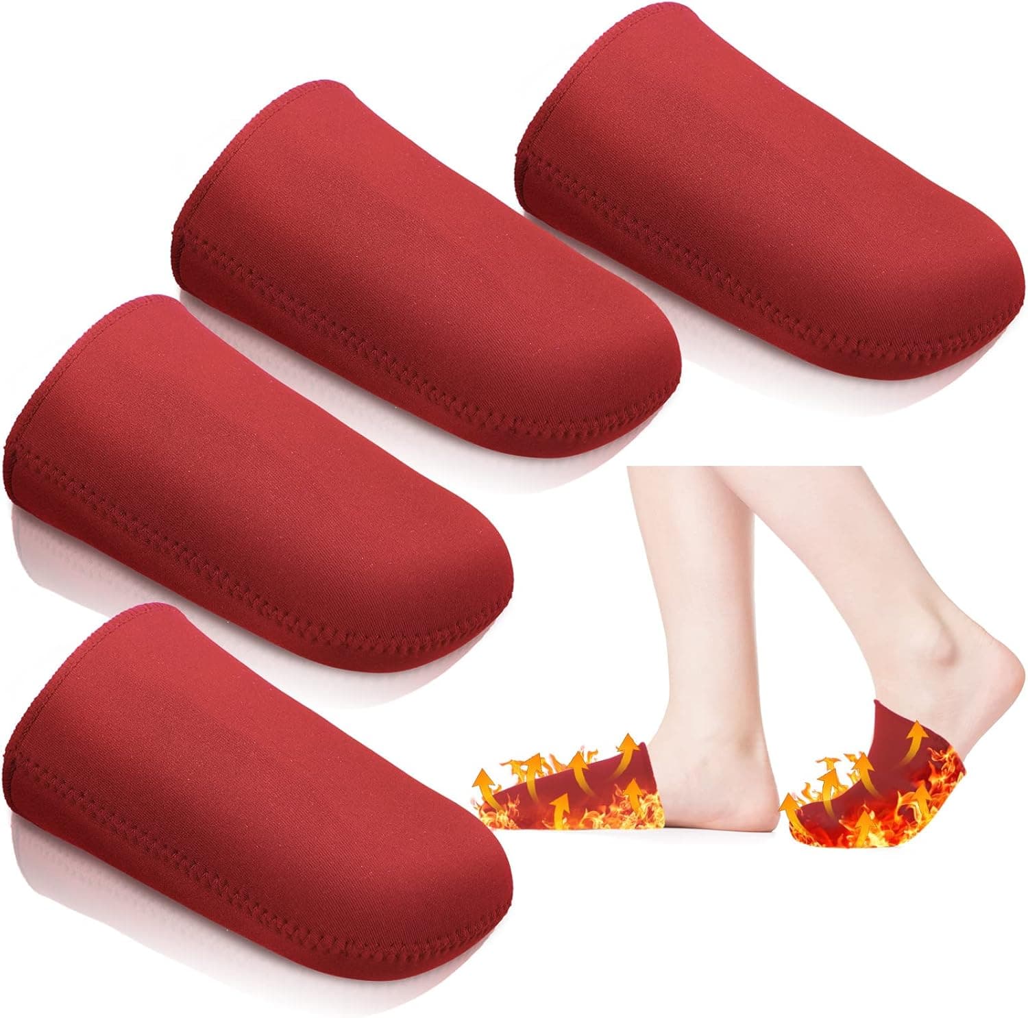 4 Pieces 3 mm Toe Neoprene Warmers Cycling Shoe Covers Red Winter Toe Covers Warmer Booties Neoprene Toe Covers Biking Toe Covers for Cycling Running Hiking Ice Baths