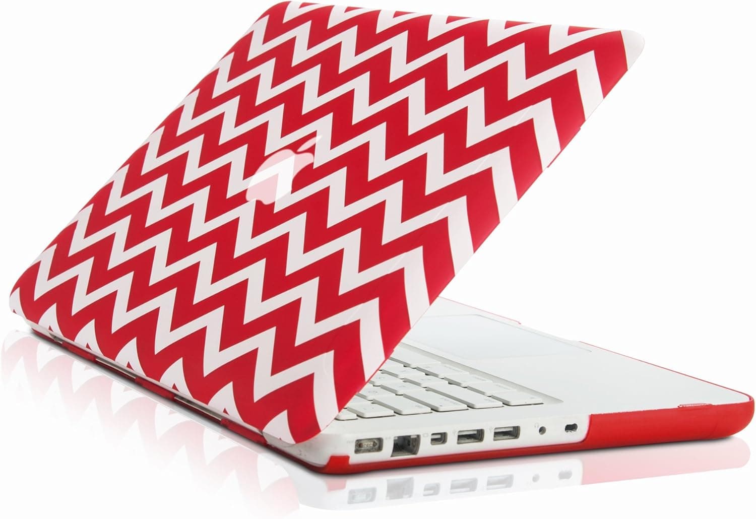 TopCase Chevron Series Red Ultra Slim Light Weight Rubberized Hard Case Cover for Macbook White 13" Unibody (A1342 / Latest) - with TopCase Chevron Mouse Pad (case NOT for 1st gen A1181 with mouse clicker)