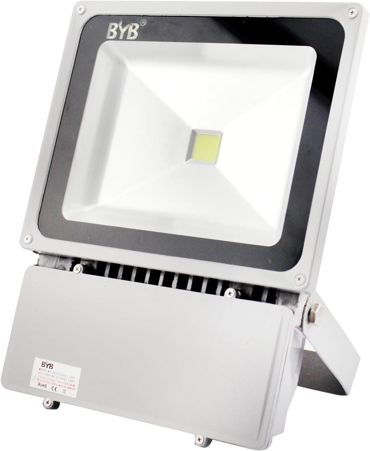 BYB 100 Watt Super Bright Outdoor LED Flood Light, 250w HPS Bulb Equivalent, Waterproof, 9000lm, Daylight White, 6000k, Security Lights, Floodlight