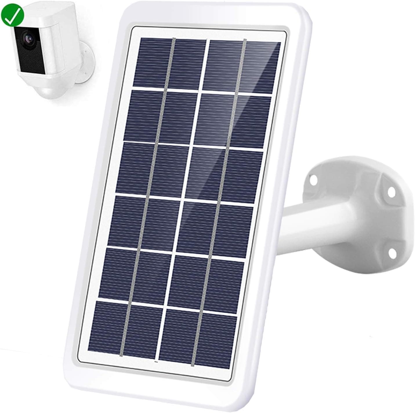 JESSY Solar Panel with 10ft/3m Outdoor Power Charging Cable Compatible with Ring Spotlight Cam Battery - Power Your Ring Surveillance Camera continuously (White)