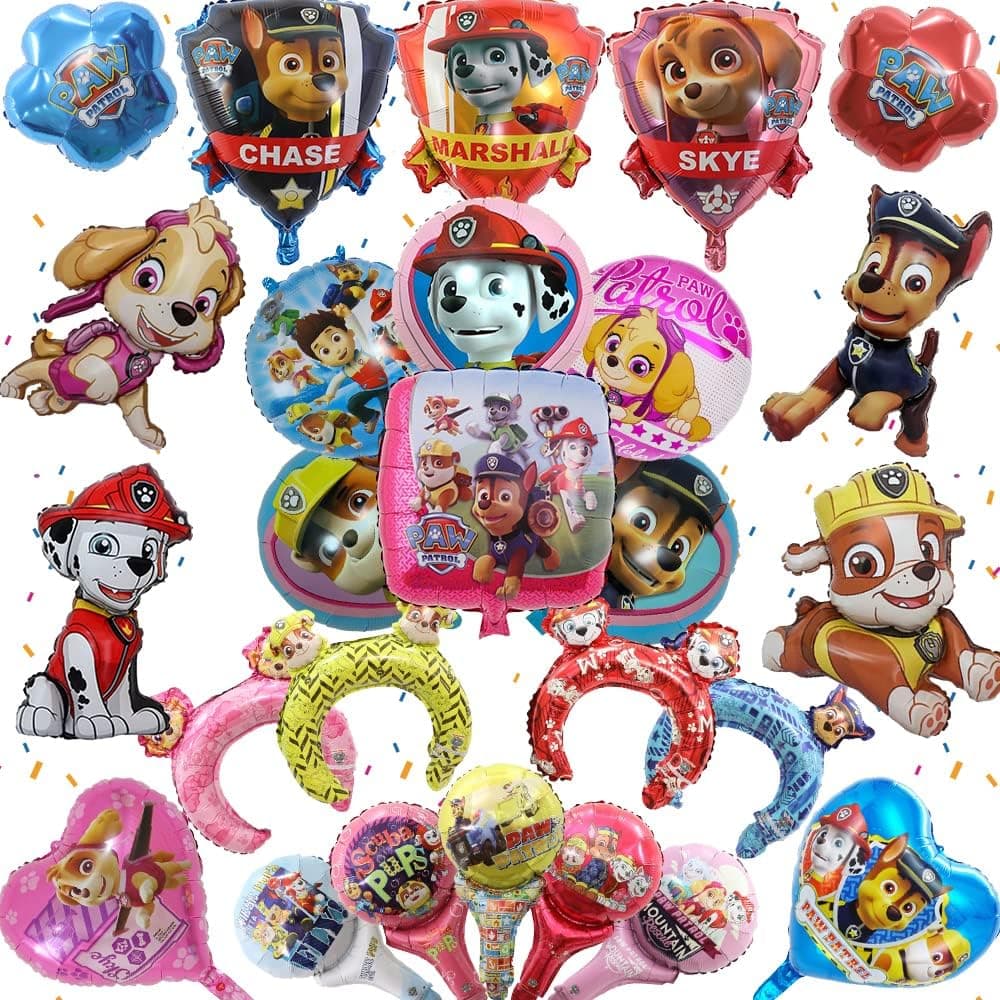 Dog Foil Ballons, Birthday Party Supplies, Compatible with Paw Patrol Party Supplies, 26 Pcs Balloons Kids Animal Birthday Party Decorations for Birthday Party, Activities Supplies