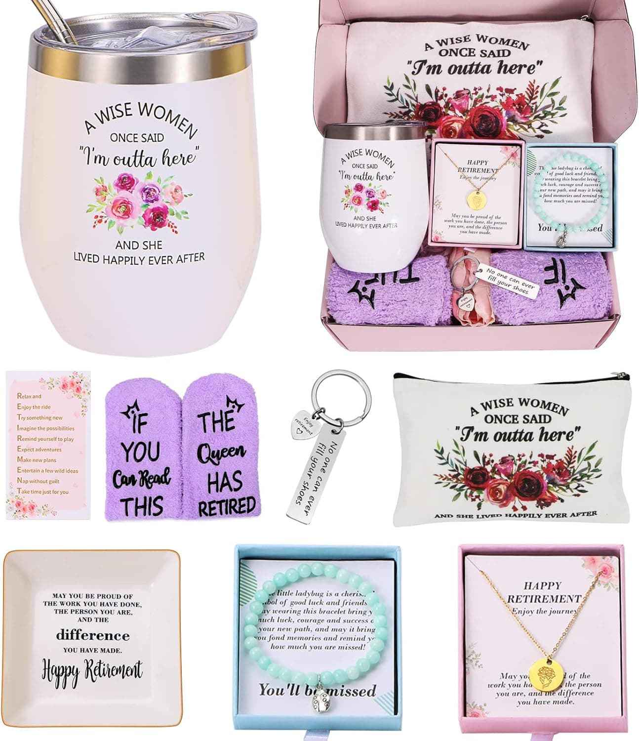 TuDou Retirement Gifts for Women 2023- Unique Funny Happy Female Retirement Gifts Box for Teachers, Coworker, Retired Friends, Boss, Nurses, Mom, Grandma, Retirees-Retired Gifts For Women