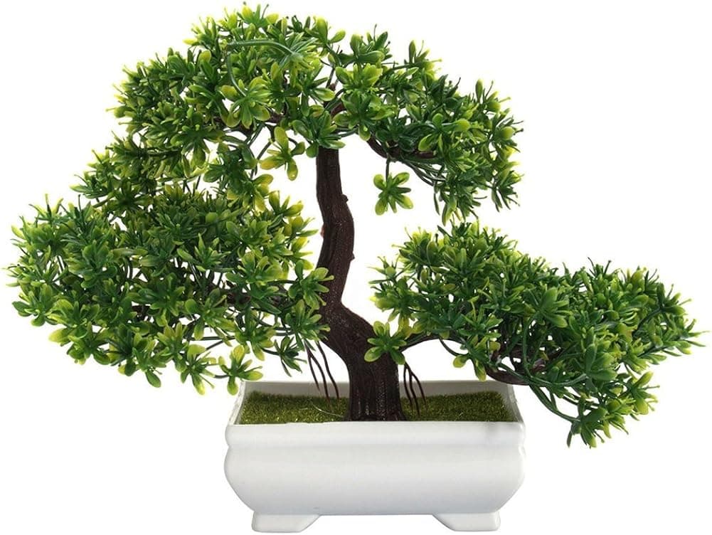 Accreate Mini Fake Plants Creative Bonsai Tree Artificial Plant Not Faded No Watering Potted for Office Home Decor
