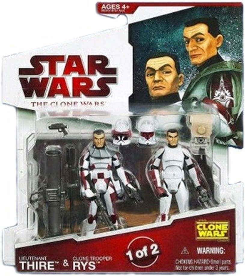 Star Wars 2009 Clone Wars Animated Action Figure 2-Pack Lieutenant Thire and Clone Trooper Rys
