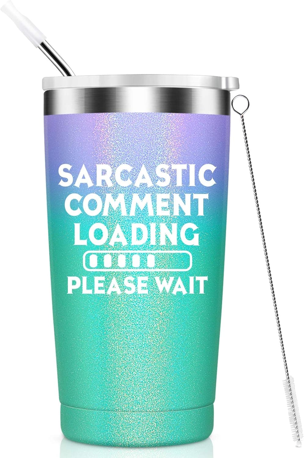 Sarcastic Comment Loading Please Wait - Funny Gifts for Women, Mom, Grandma, Sister, Friends, Coworker - Birthday Christmas Mother's Day Gift Ideas from Daughter Son, Insulated Tumbler,20oz