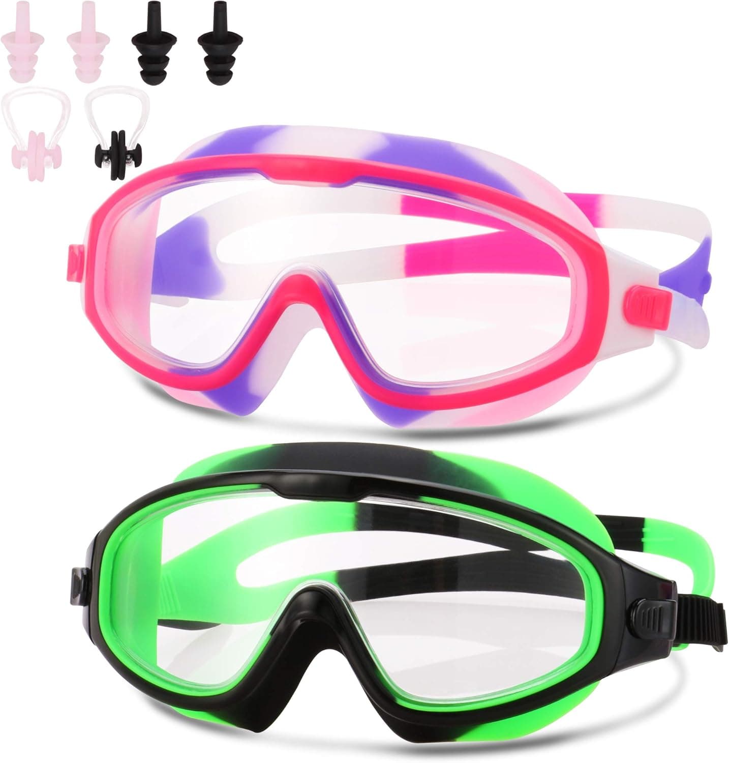 Romoc 2/4 pack kids goggles for swimming,Anti Fog,UV Protection youth boys and girls water swim goggles for kids 6-14