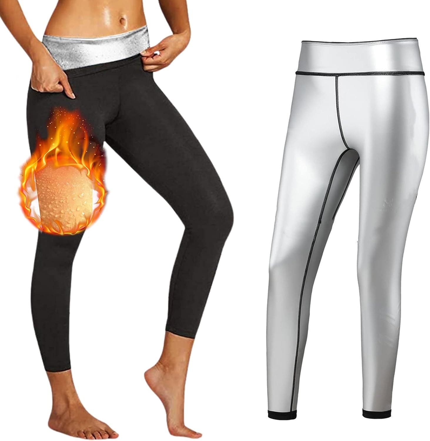 Sauna Pants Fitness Exercise Sauna Leggings Compression Sauna Sweat Pants Workout Training Thermo Sweat Leggings for Womens(Style 1,Medium)