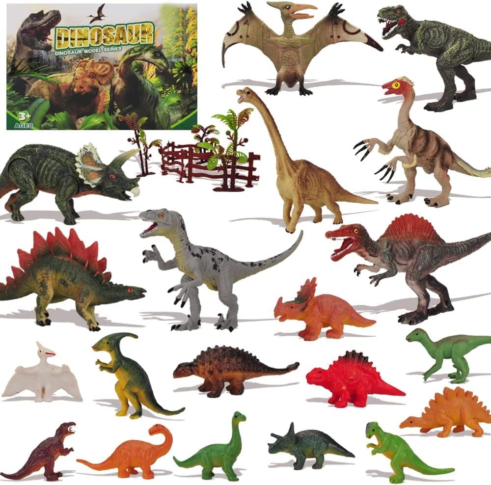 YAOASEN 27 Pack of 3-7 Inch Dinosaur Toy Figures with Realistic Action Educational Dinosaur, Large Plastic Dinosaur Toys Set for Toddlers, Kids, Boys and Girls