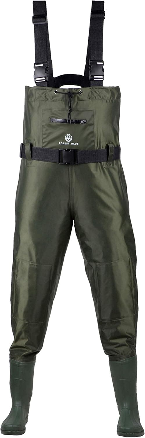 Waders for Men with Boots - Fishing Chest Breathable Nylon & PVC Waterproof Fly Fishing, Hunting Bootfoot Wader for Women - Comfortable Mens Fisherman Pants - Large Zippered Pocket & Knee Pads