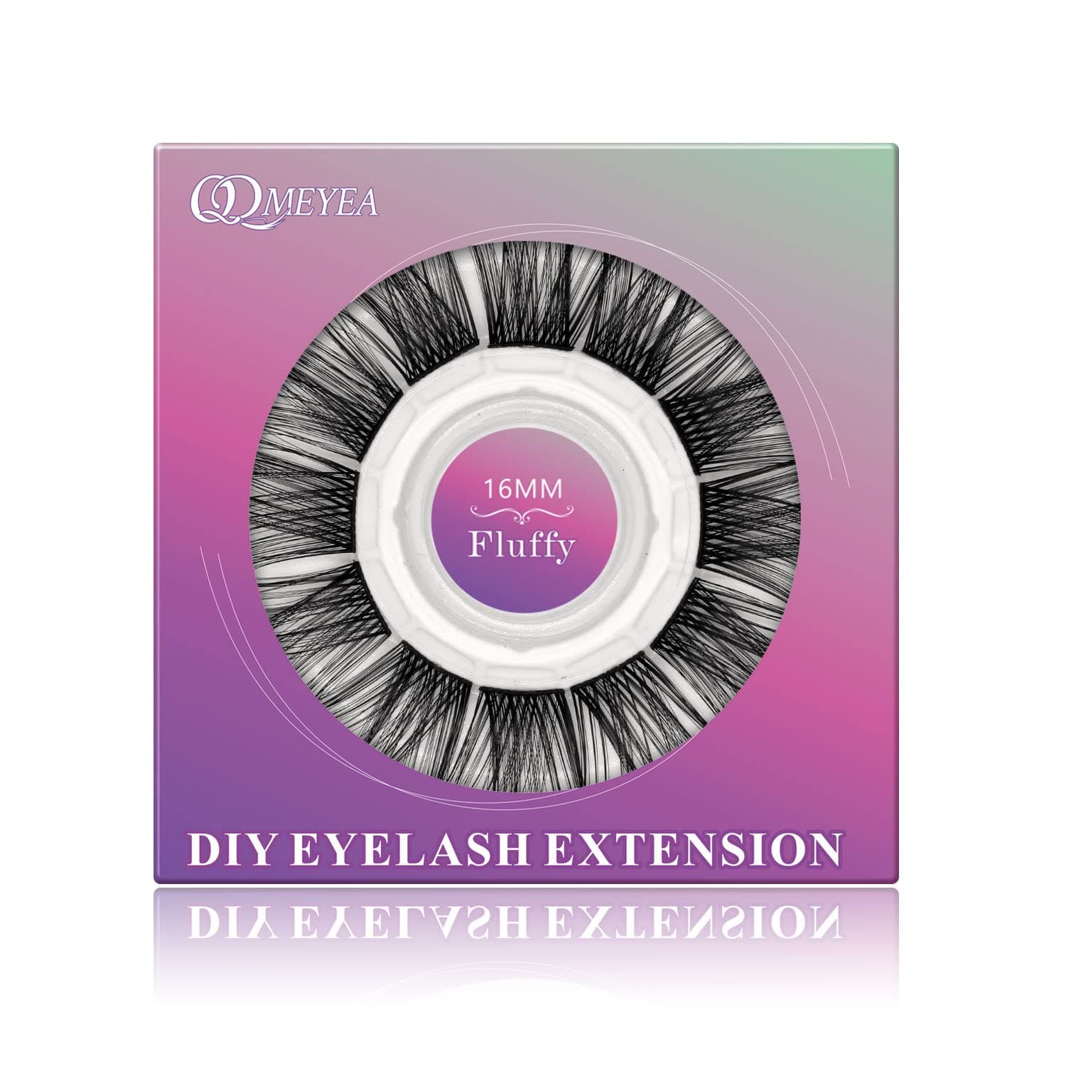 QDMEYEA DIY Eyelash Extensions 0.07-D Curl 16mm Fluffy Single Length Lashes 12 Clusters Soft Wispy Light 3D Effect Natural Individual Cluster Lashes Home Eyelash Extensions D Curl Lashes Pack (16mm, 0.07-D-Fluffy)