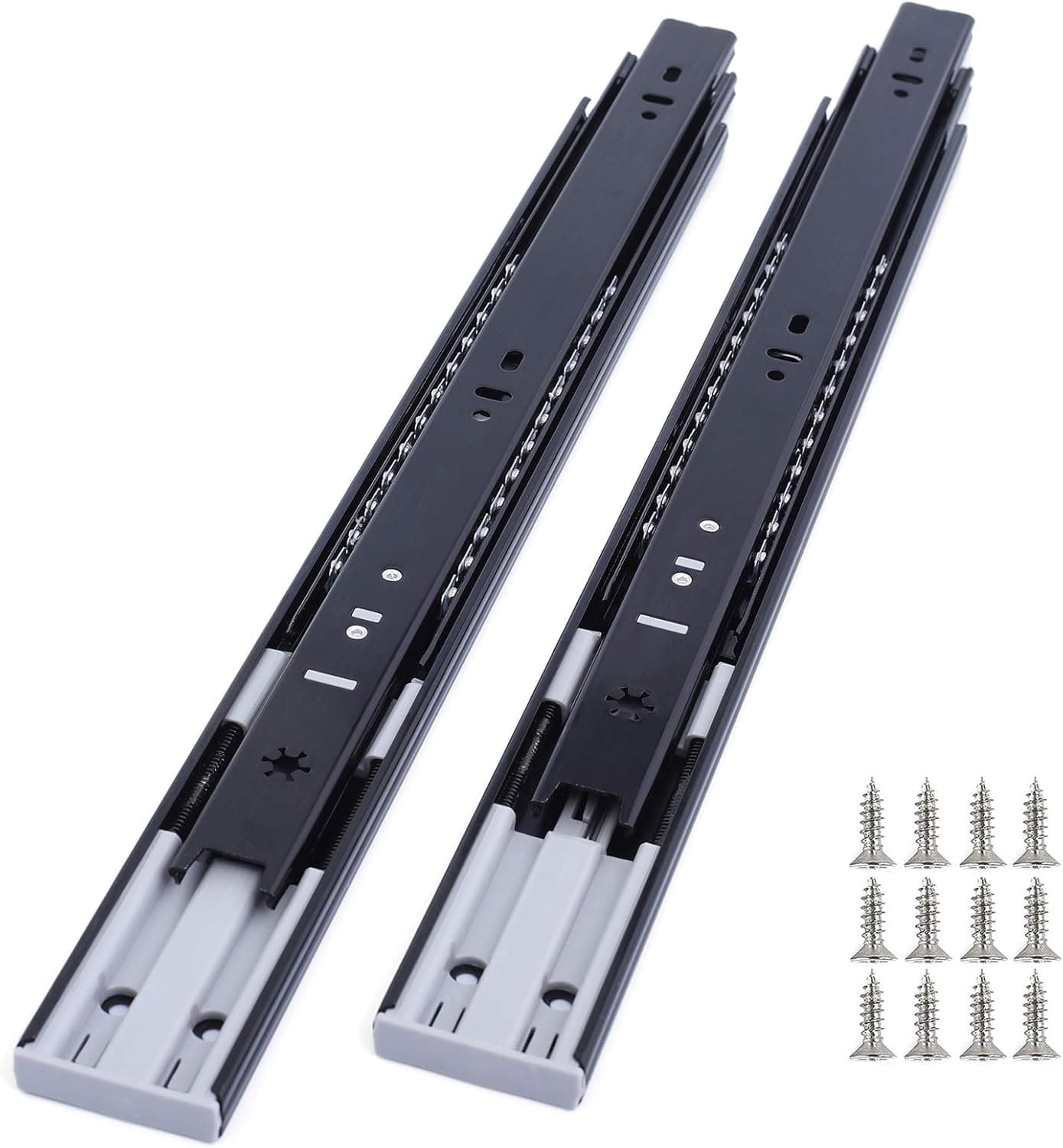 Betesy Hardware Soft Close Drawer Slides 22inch (10 Pairs) Black Full Extension Side Mount Ball Bearing Sliding Rails