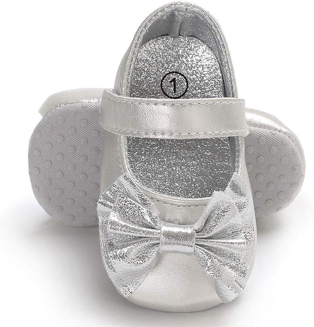 BABITINA Baby Girl Shoes Mary Jane Flats with Bowknot Non-Slip Toddler First Walkers Infant Dress Shoes
