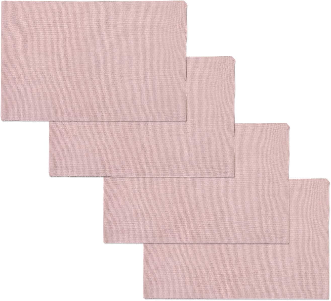 Set of 4 Soft Linen Handmade Placemats Heat Resistant Dining Table Place Mats Kitchen Table Mats 12 x 18 Baby Pink