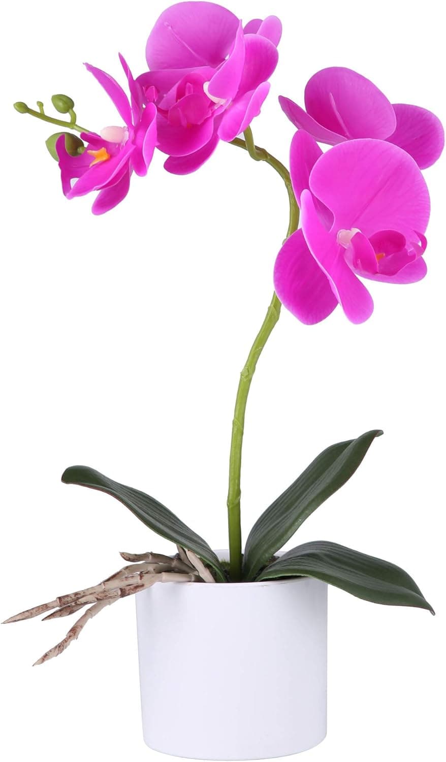 LUEUR Artificial Orchid Flower Bonsai with Vase Fake Potted Orchid Flower Arrangement Purple Phalaenopsis Flowers in Pot for Home Office Decor Table Centerpiece Decorations