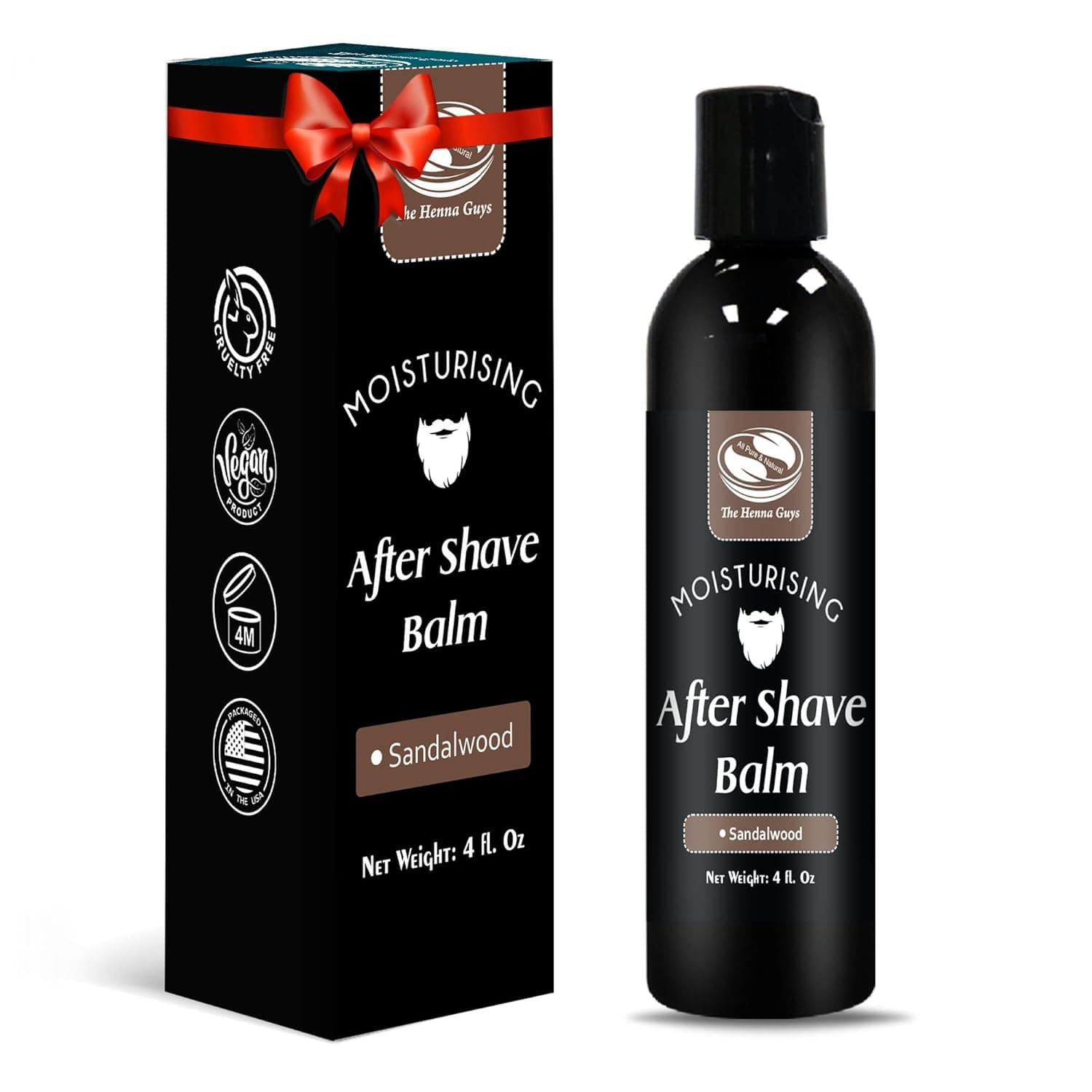 The Henna Guys 4 fl. Oz Sandalwood Aftershave Balm, Excellent Aftershave Lotion, Soothes and Moisturizes After Shaving. Takes away Dryness from